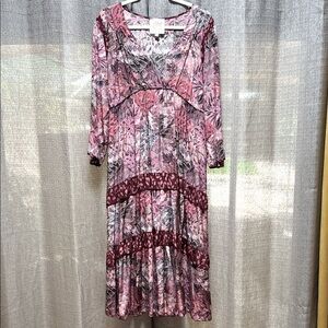 Johnny Was Granada Silk Midi Dress NWOT